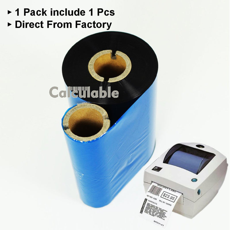 [Australia - AusPower] - 4.33" x1476' (110mmx450m) Thermal Transfer Ribbon Ink Outside Wax Ribbons Resin Enhanced Wax for Zebra GK420D SM4 ZT410 GC420t GK420t GX420t GX430t Tec Datamax Intermec Citizen Printer Resin Enhanced Wax 4.33"x1476' 