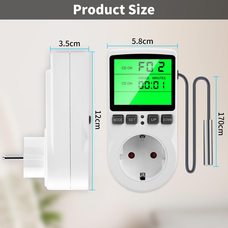 [Australia - AusPower] - diymore Temperature Controller Socket 230 V with Sensor Digital Thermostat Socket Temperature Switch with Timer for Greenhouse Aquarium Fridge Heating Cooling White 
