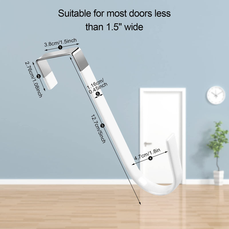 [Australia - AusPower] - 6 Pack Over The Door Hooks, Sturdy Metal Single Over Door Hooks, White Door Hanger Hook Door Hooks for Hanging, Towels, Clothes, Bathroom, Hold Up to 7Lbs 