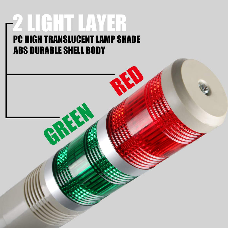 [Australia - AusPower] - LUBAN Industrial Signal Light, Column LED Alarm Tower Lamp Light Flash Indicator, 2-Layer Stack LED Warning Light for Safety (110V/Steady ON Light) 110V without Buzzer 