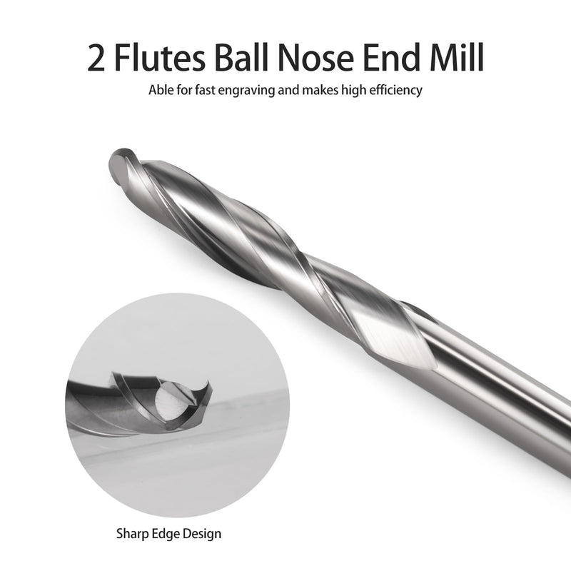 [Australia - AusPower] - HOZLY Ball Nose End Mill CNC Router Bits, 1/8" Shank 1/16 Cutting Dia for CNC Machine Milling Toos Router Bits Spiral Milling Cutter Engraving Carving Tool for MDF Acrylic Wood PVC (10) 10 