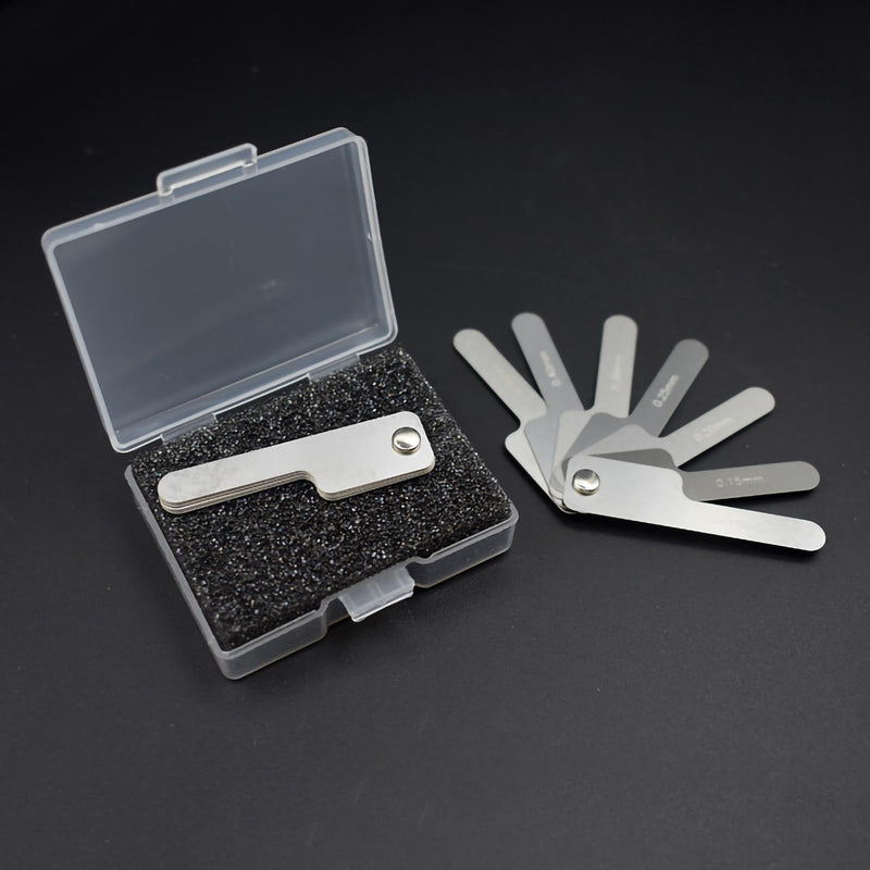 Valve feeler gauge, 7 blades 0.1-0.5mm interdental gauge, valve clearance gap width measuring tool, stainless steel curved feeler gauge precision gauge, for tooth contact measurement