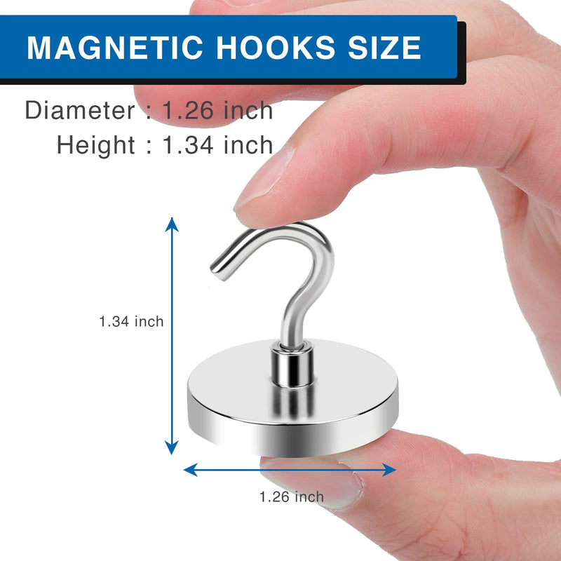 [Australia - AusPower] - LOVIMAG Strong Magnetic Hooks, 100LBS Magnet Hooks for Cruise Cabin, Super Powerful Neodymium Magents for Cruise Essentials Must Haves, Heavy Duty Magnets for Metal Door, Refrigerator,Ceiling - 6 Pcs 110lbs Silver 