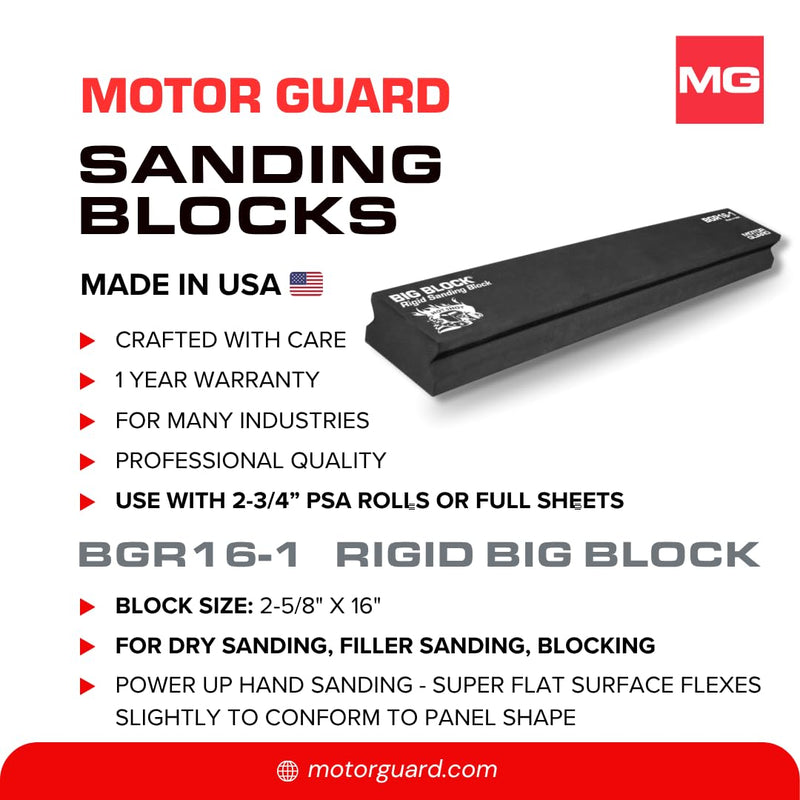 Motor Guard - BGR161 BGR16-1 Rigid PSA Sanding Block, 2 5/8" x 16"