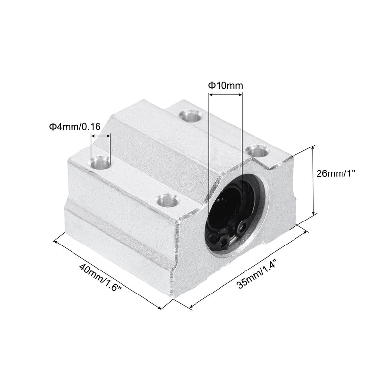 [Australia - AusPower] - uxcell 2PCS SCS10UU Linear Motion Ball Bearing Slide Bushing Aluminum 35mm Long Linear Roller Bearing Slide Block for 10mm Round Shaft Rod in 3D Printer, CNC Machine, Silver Tone 