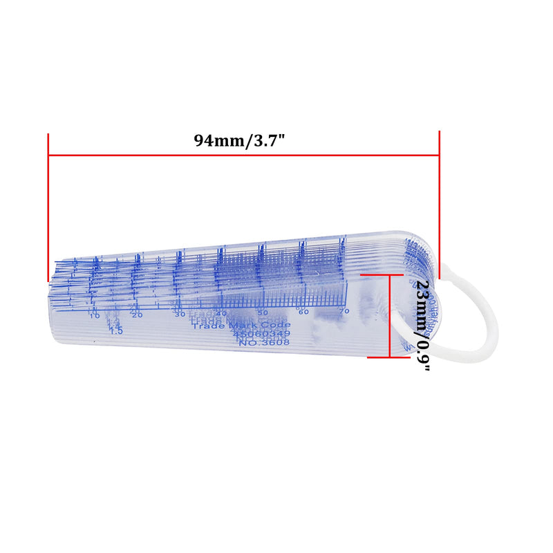 Plastic Feeler Gauge 0.05mm to 2mm Metric Gap Measuring Tool 19 Leaf 0.05mm-2mm 19 Leafs