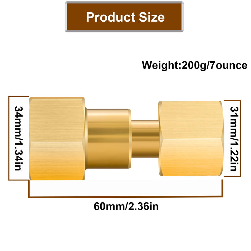 2 Pack Brass CGA-320 to CGA-580 Tank Adapter, Welding Gas Regulator Converter for CO2 and Argon, Compatible with Miller Welders and Flowmeters, Heavy Duty Brass Construction 2 Pack Adapter