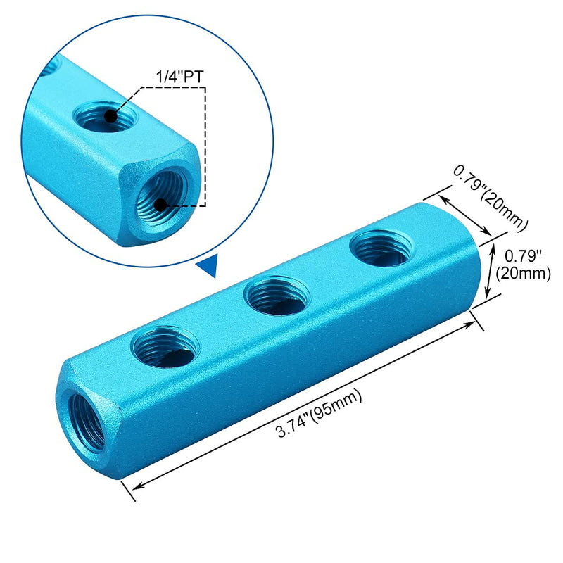 [Australia - AusPower] - Baomain Manifold Block Pneumatic 3 Way 6 Port 1/4" PT Threaded Ports Quick Connect Air Hose Inline 