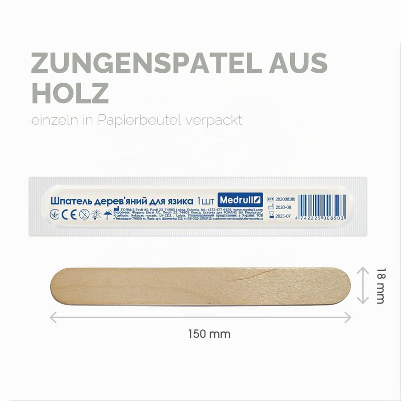 Medrull Wooden Mouth Depressors Pack of 100, 1.8 cm x 15 cm Individually Packed in Paper Bag for Applying Ointments or Waxes for Medical Purposes to Examine the Mouth and Throat Space 1.8 cm x 15 cm (100 Pieces Individually Packed)
