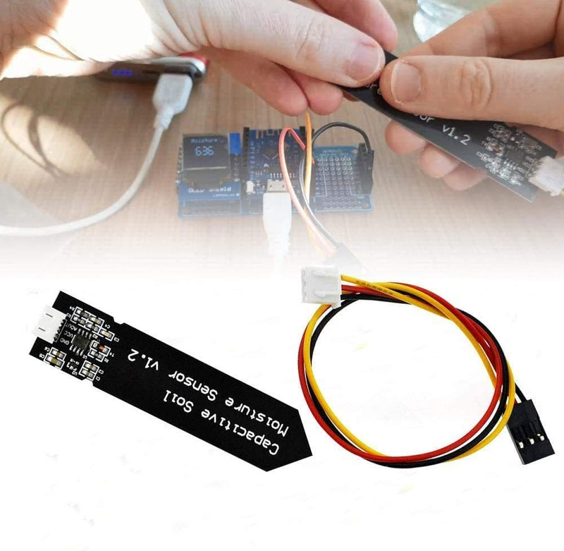 Aideepen 6 Pieces Soil Moisture Sensor Hygrometer Module V1.2 Capacitive Corrosion Resistant Module for Plant Watering DIY Kits 6PCS