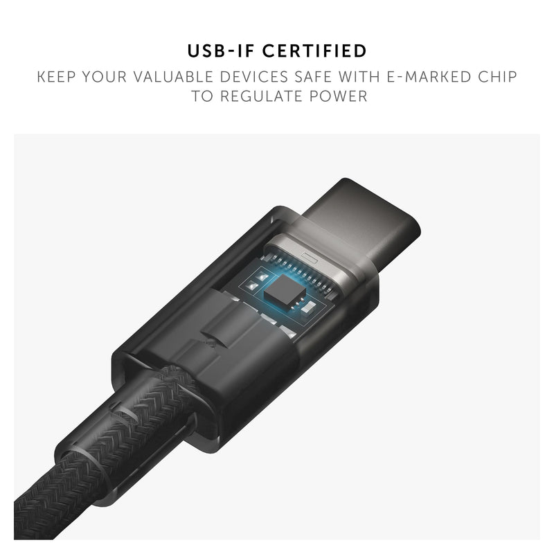 Native Union Anchor Cable 240W – 10ft Reinforced Braided USB-C to USB-C Power Delivery 3.1 Charging Cable with Weighted Knot – for iPhone 17 Pro Max/17e, MacBook Pro M5, Air, Neo (Slate Green) Slate Green