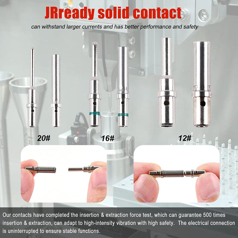 JRready ST6257 DTP Solid Barrel Size 12 Contacts DTP Connector Terminal KIT 20 PCS Male Pins 0460-204-12141 and 20 PCS Female Sockets 0462-203-12141 for Wire Size 12 to 14 awg 20 Pairs Standard Size 12