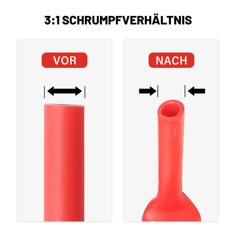 RED WOLF Heat Shrink Tube Set with Adhesive 3:1 Shrink Ratio Double Wall Heat Shrink Tube Waterproof Heat Shrink Tube Red & Black 270 Pieces