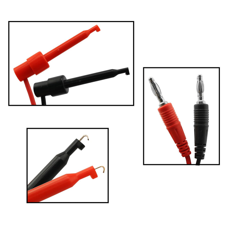[Australia - AusPower] - 2PCS Banana Plug Test Hook Clip 4mm with Copper Lead Wire Soft Cable Wire Multimeter Electrical Testing Applied in Laboratories Schools Automotive Maintenance Industrial Electrical 