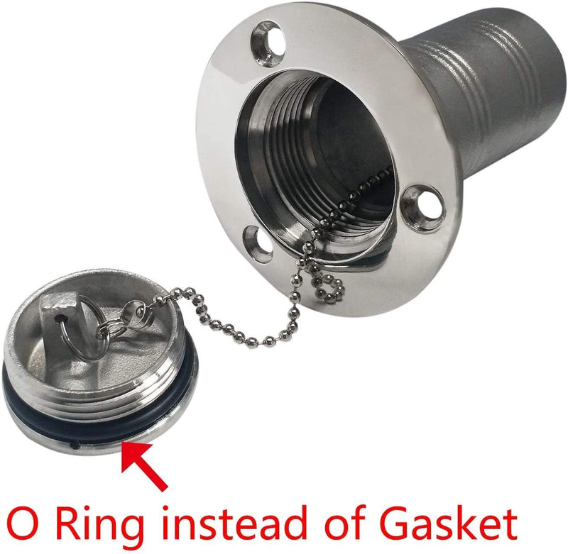ISURE MARINE 2"(50mm) Boat Gas/Fuel/Water/Waste/Diesel Deck Fill/Filler with Keyless Cap 2" Marine Mirror- Polished 316 Stainless Steel Hardware for Boat Yacht Caravan Fuel 2"