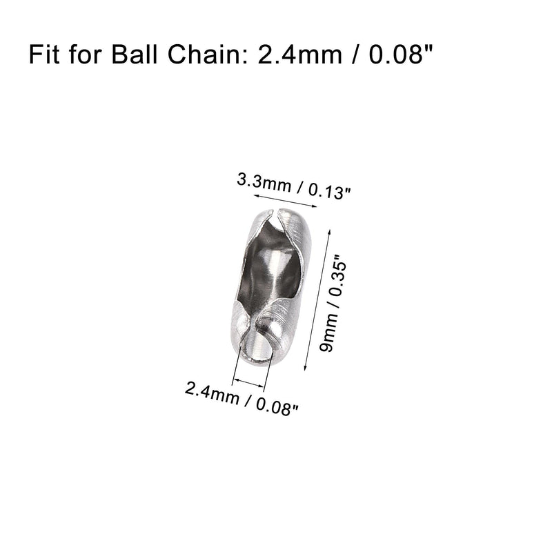 [Australia - AusPower] - uxcell Ball Chain Connector, 2.4mm Ball Chains Clasp Crimp Clips Link Stainless Steel Connection, Pack of 100 