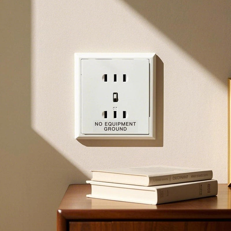 200Pcs No Equipment Ground Safety Stickers, Transparent Outlet Receptacle Plates Labels, Self Adhesive Decals for Panels and Outlets,0.27"x1.0"