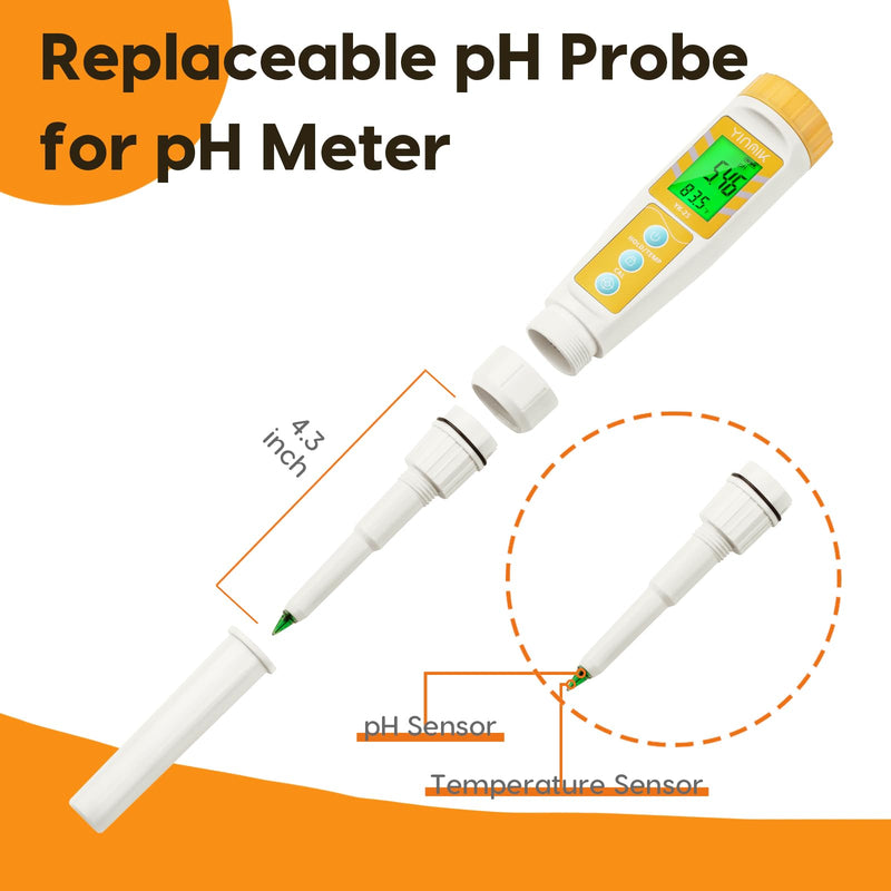 [Australia - AusPower] - YINMIK pH Meter Replacement Probe, New Spear Tip pH Electrode for Food pH Meter, Digital pH Sensor for Food and Semi-Solid pH Tester 