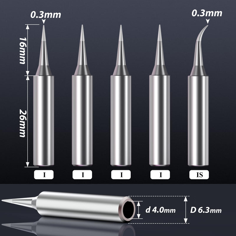 900M Soldering Tips Set, 5 Pieces, 0.3mm Fine Tip for Fine Soldering | For electronics, circuit boards and precise repair work