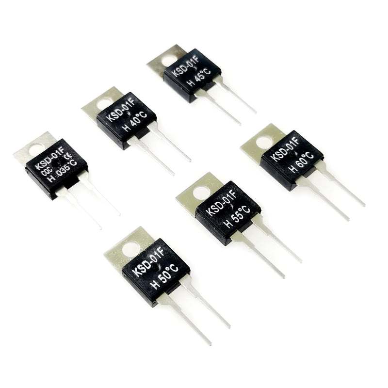[Australia - AusPower] - 6 PCS Temperature Switch KSD-01F 35℃ 40℃ 45℃ 50℃ 55℃ 60℃ Thermal Switch Normally Open Thermostat Temperature Controller (NO 35-60℃) NO 35-60℃ 