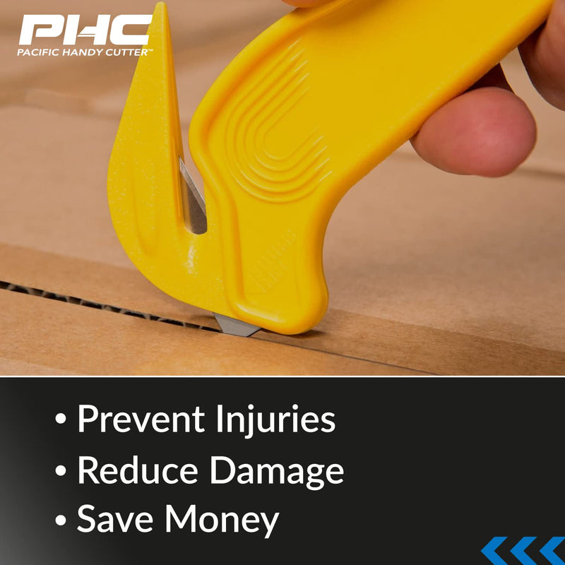 [Australia - AusPower] - Pacific Handy Cutter DFC364 Disposable Film Cutter, Sharp & Durable Steel Blade, Safe and Efficient Cutting Design for Shrink Wrap, Stretch Wrap, Tape, and Plastic Straps , Yellow 