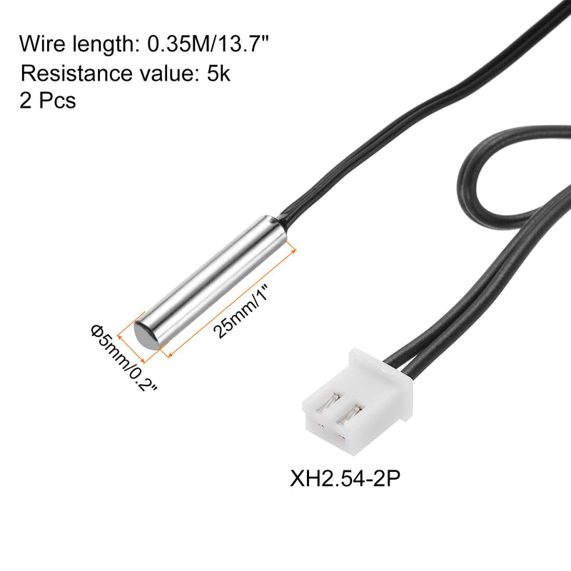 [Australia - AusPower] - uxcell 2 Pcs 5K NTC Thermal Sensor Probe, Stainless Steel Sensitive Temperature Sensor Probe 11.8 Inch Digital Thermometer Extension Cable Temp Sensor 