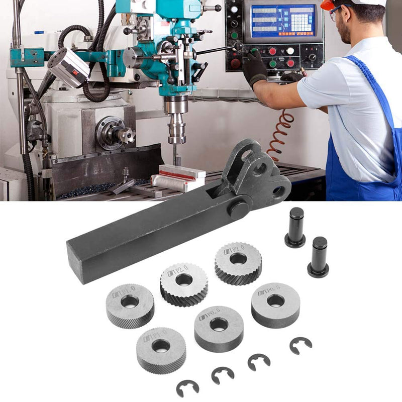 [Australia - AusPower] - Knurling Wheel, 7-Piece 0.5/1/2mm Steel Knurling Tool Diagonal Linear Double Wheel Knurling Set with 1 Piece Knurling to Replace a Damaged Linear Knurling Wheel 