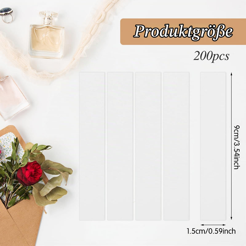 Bewudy Pack of 200 Test Paper Perfume Test Strips, Disposable Perfume Tester Strips, Fragrance Tester Paper, Rectangular Aromatherapy Fragrance Tester Paper for Testing Fragrances, Essential Oils (9 x 1.5 cm) 9 x 1,5 cm