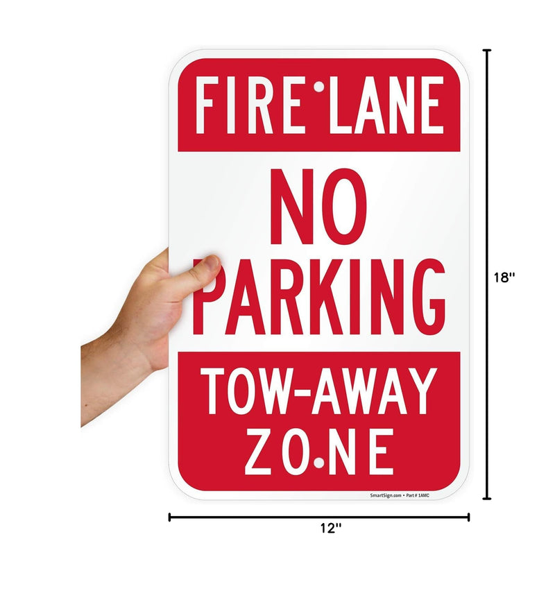 SmartSign “Fire Lane - No Parking, Tow-Away Zone” Sign | 12" x 18" Aluminum