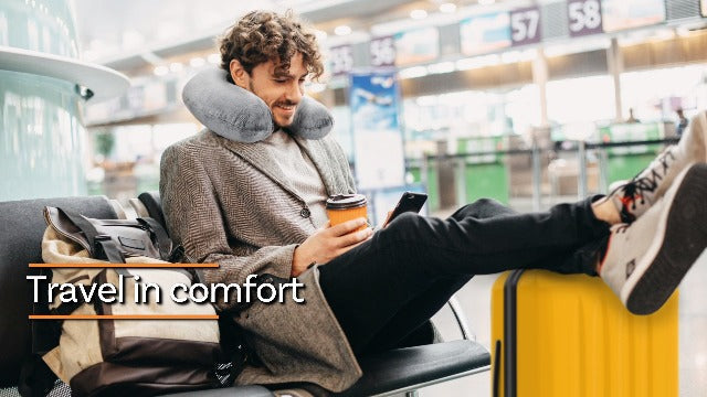 Travel Neck Pillow Washable Cover Comfortable Memory Foam Airplane Travel Accessories Essentials Plane Neck Support Pillow for Neck Pain Relief and Sleeping Grey