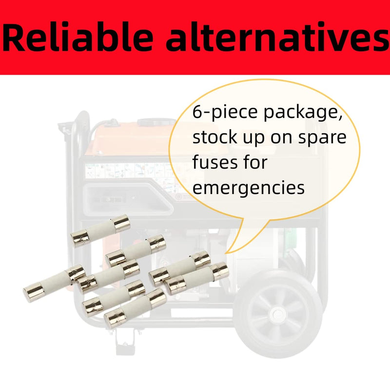 [Australia - AusPower] - Fuses Replacements for Generac Replaces for 10000005117 6.3A 250VAC 5MMX20MM 6.3 AMP (6-Pack) 