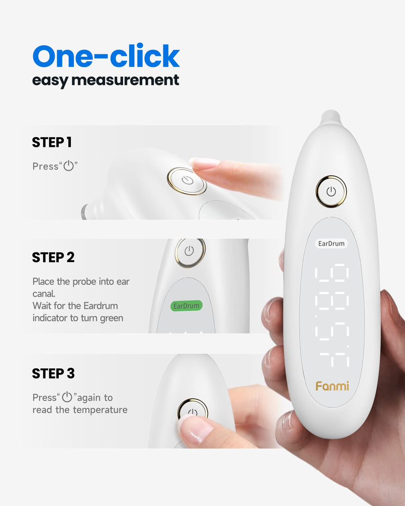 [Australia - AusPower] - Ear Thermometer for Adults and Kids, Real-Time Dynamic Tympanic-Sensing Probe, 1-Button, 1-Second Result, Large LED Display for Easy Use & Reading 