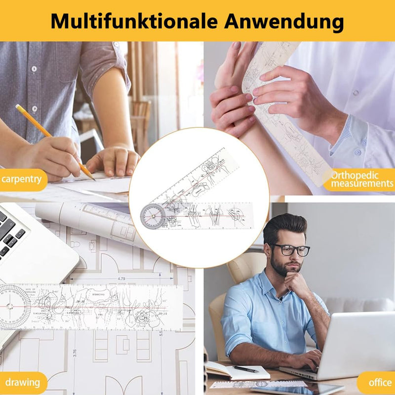 [Australia - AusPower] - Telituny Medical Protractor, Goniometer, Physiotherapy, 360° PVC, Transparent Joint Knife, Occupational Therapy Material, Joint Orthopaedic Tool, Measuring Device for Physiotherapy, Sports Therapy, 