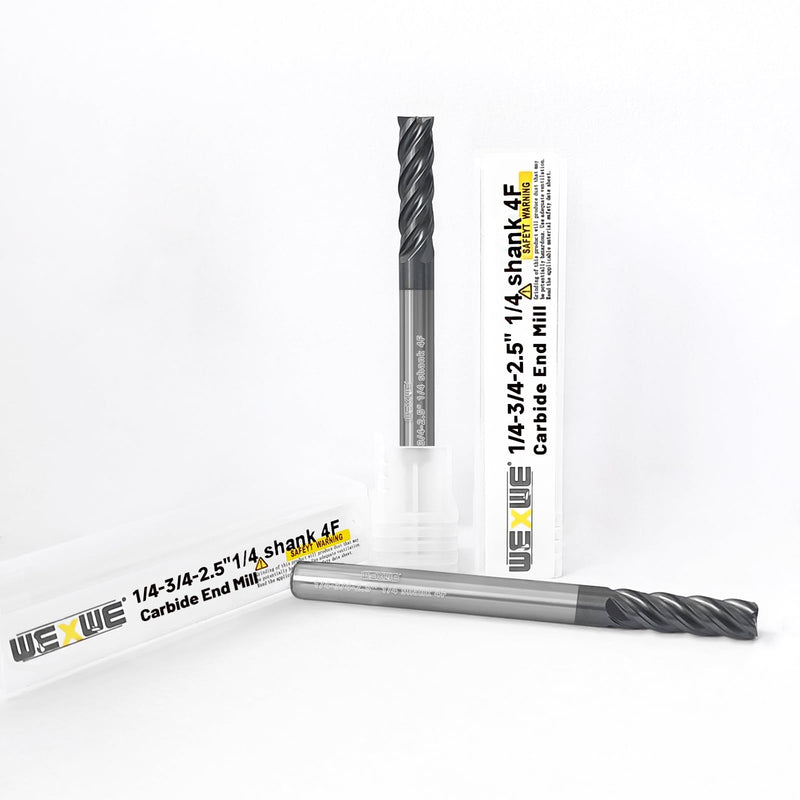 [Australia - AusPower] - Tools Carbide End Mill Square Milling Cutter for Cutting Alloy Steels,Cast Iron, Hardened Steel - 4 Flute Cutting Tools 1/4 Shank (1/4-2.5" 2PCS) CARBIDE END MILL 1/4-2.5" 2PC 