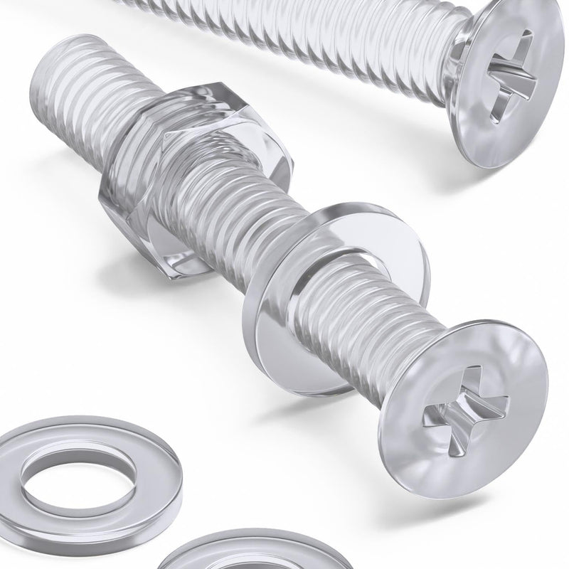 [Australia - AusPower] - 60 x Crosshead Countersunk Screw Nuts and bolts, Transparent Clear Plastic Acrylic, M6 x 40mm - Acrylic Plastic Screws, (15/64 x 1-37/64 in) 