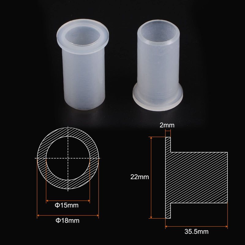 [Australia - AusPower] - 4pcs Flanged Sleeve Bearings 15mm Bore 18mm OD 35.5mm Length Nylon Bushings for Shaft, White 15mm x 18mm x 35.5mm 