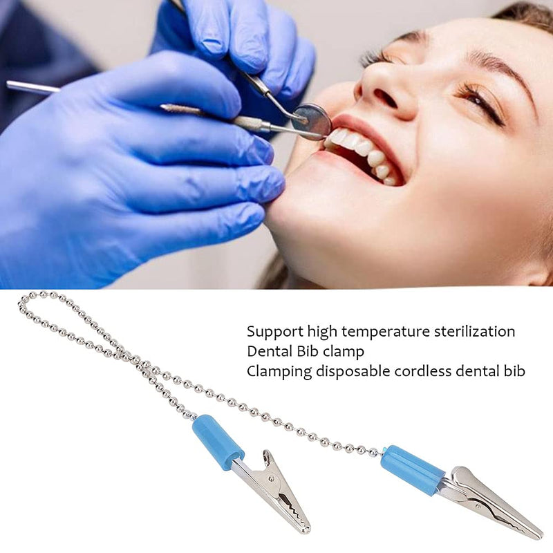 5Pcs Dental Lab Bib Clip Dental Lab, 5Pcs Dental Lab Bib Clip for Clamping Disposable Cordless Dental Bib Bib Clip Napkin Holder Dentist Supplies Stainless Steel Oral Scarf Clip (Blue)