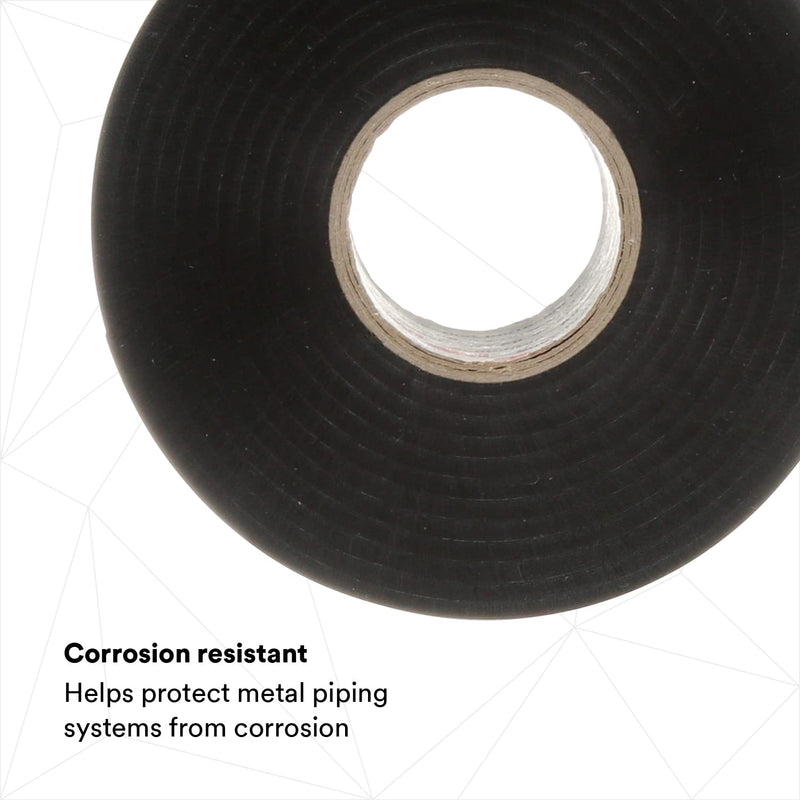 3M Scotchrap Vinyl Corrosion Protection Tape 50, Unprinted, 1 Roll, 1 in x 100 ft, Black, Flame Retardant, UV-Resistant