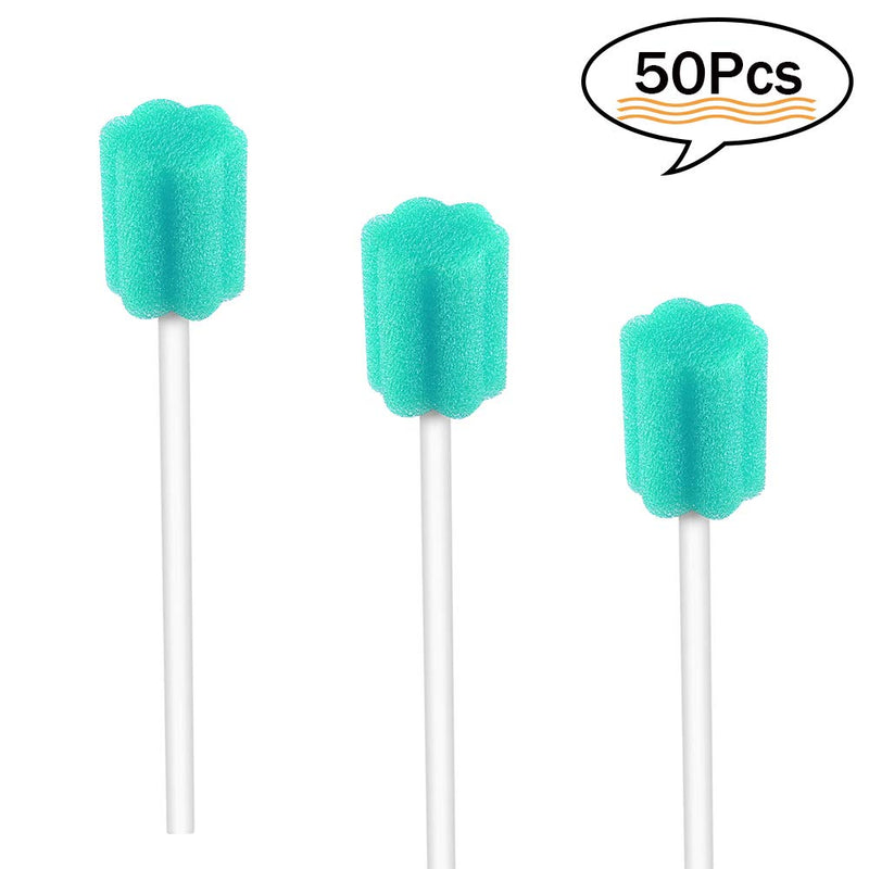 [Australia - AusPower] - Disposable Mouth Swabs Sponge - Unflavored & Sterile Oral Swabs Dental Swabsticks for Mouth Cleaning (50PCS? 50sky blue 