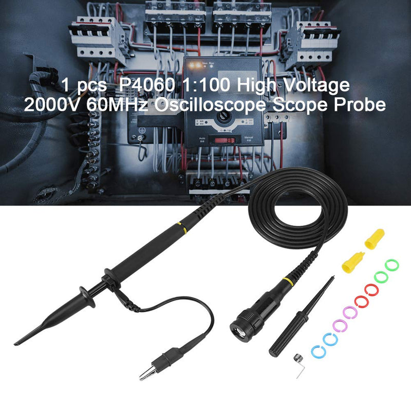 [Australia - AusPower] - Oscilloscope Probe Set P4060, 100x Probe High Voltage Attenuator Scope Probe 60MHz High Voltage Probe Oscilloscope Probe BNC Test Probe with Accessory Kit 