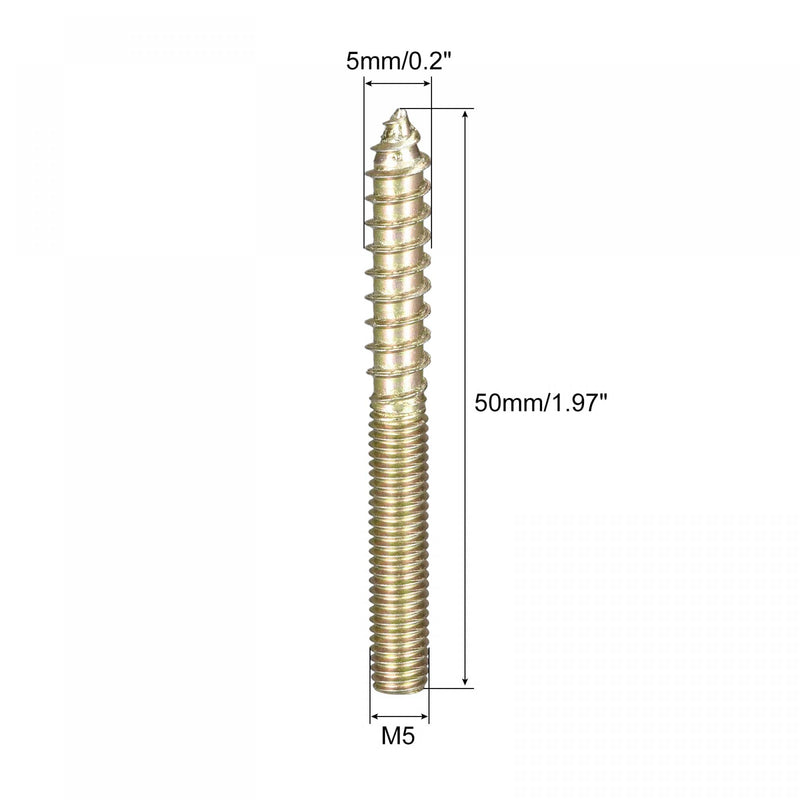 [Australia - AusPower] - uxcell M5x50mm Hanger Bolts, 20pcs Double Ended Thread Dowel Screws for Wood Furniture 50mm 
