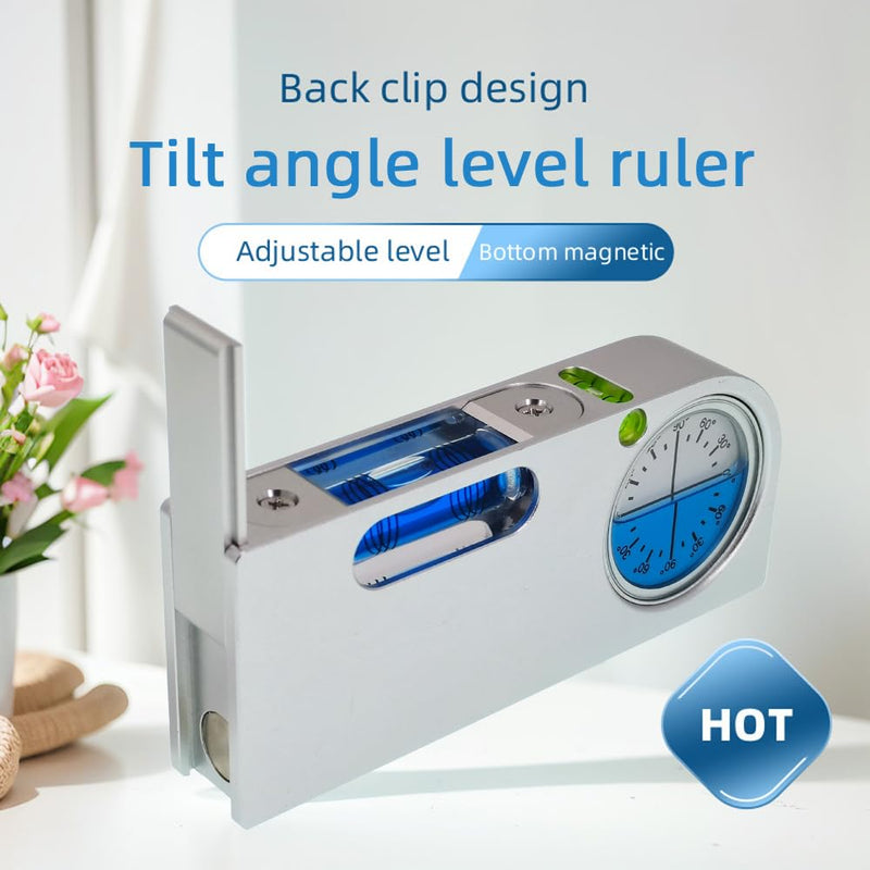 [Australia - AusPower] - Solid aluminum alloy small level ruler tilt angle measurement portable mini adjustable horizontal bubble magnetic universal bubble (blue（blue）) Blue（blue） 