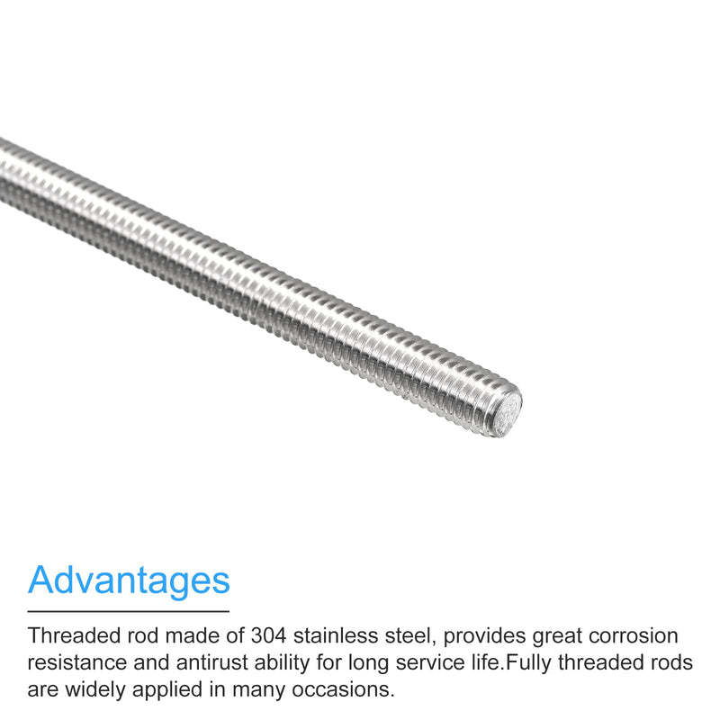 MECCANIXITY Fully Threaded Rod M6 x 500mm 1mm Thread Pitch 304 Stainless Steel Right Hand Threaded Rods Bar Studs 10 Pack