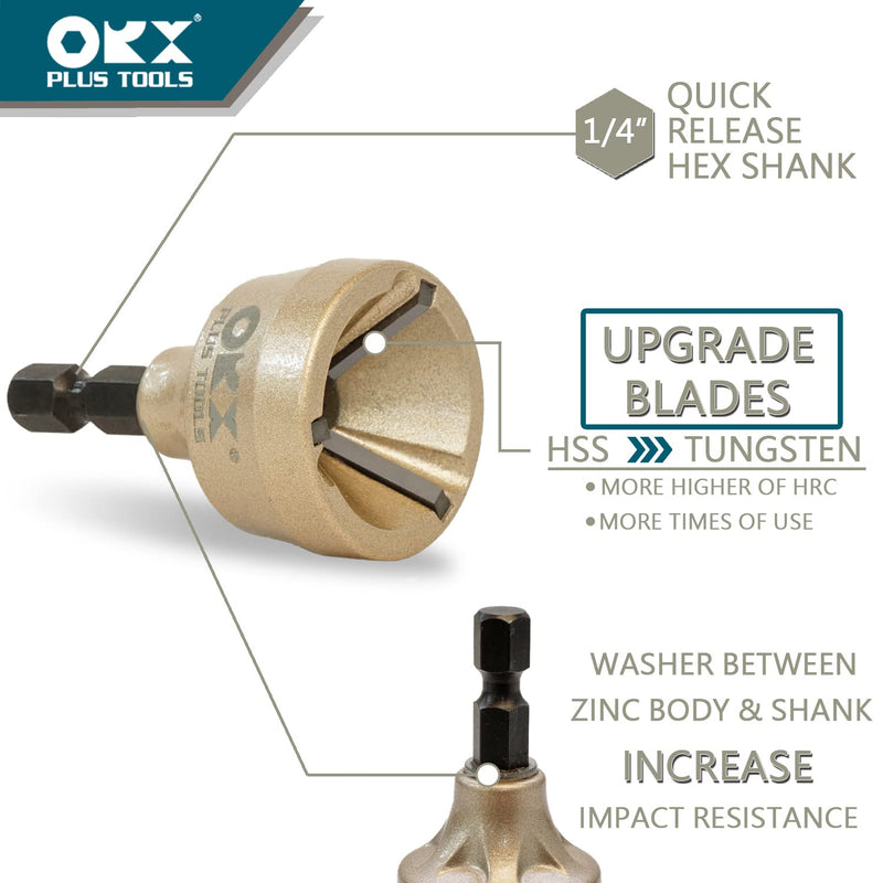 ORXPLUS Tools Deburring External Chamfer Tool, Tungsten Blade, Deburring Drill Bit, Remove Burr Tools Suitable on Stainless Rod, Thread and Pipe for Fit 1/8"-3/4"(3mm-19mm) Deburring Drill Bit 3mm-19mm / Gold