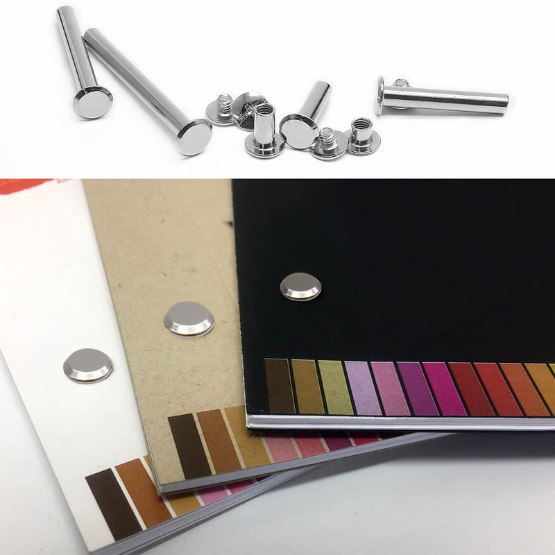 [Australia - AusPower] - Uenhoy 60 Set Silver Chicago Screws Assorted Kit M5 x 5/10/20/30/40/50mm, Metal Screw Posts Nail Rivet Chicago Button for DIY Leather Crafts Bookbinding, Round Phillips Head Stud Screw M5x5/10/20/30/40/50mm, 60 Sets 