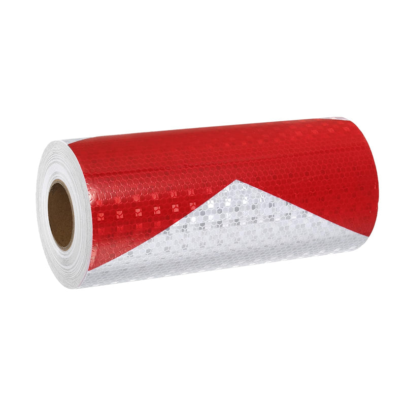 MECCANIXITY Reflective Tape, 8 Inch x 49 ft Trailer Reflector Tape Waterproof Warning Safety Sticker Night Reflector Arrow Tape for Bikes Cars Trucks, Red-White 8 Inch x 49 Feet