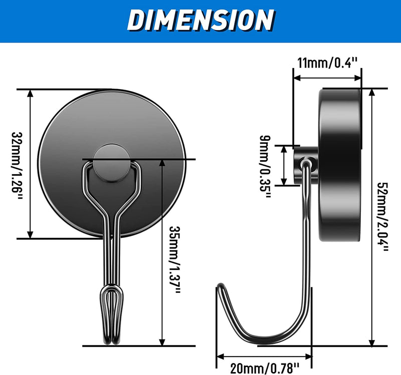 Grtard 6 Pack Magnetic Hooks 110 LBS Heavy Duty Neodymium Magnet Hook, Strong Swivel Swing Magnetic Hooks, Magnet with Hooks for Hanging, Home, Office, Classroom, Locker, Workplace 110lbs