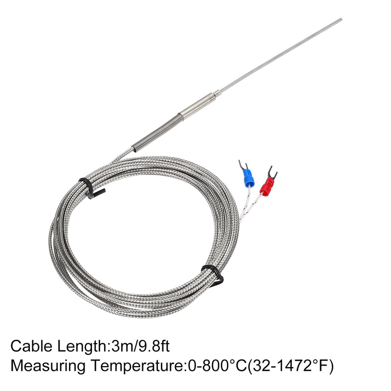 [Australia - AusPower] - MECCANIXITY E Type Thermocouple Temperature Sensor Probe 2x100mm 9.8ft Wire 0 to 800°C(32 to 1472°F) Stainless Steel 