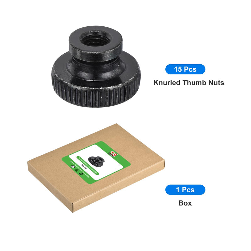 [Australia - AusPower] - uxcell Knurled Thumb Nuts, 15Pcs M6 x 20 x 12mm Carbon Steel Knurled Nut, Adjusting Round Knobs Fasteners Nuts for 3D Printer Parts, Black 15 