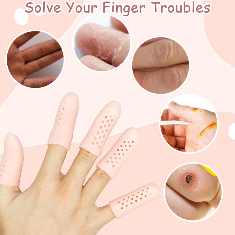 [Australia - AusPower] - 16Pcs Gel Finger Cots with Air Holes, Gel Finger Protectors Finger Covers Protection for Finger Tips, Breathable Finger Covers Finger Caps Gloves Finger Protectors for Wound, Finger Cracking 